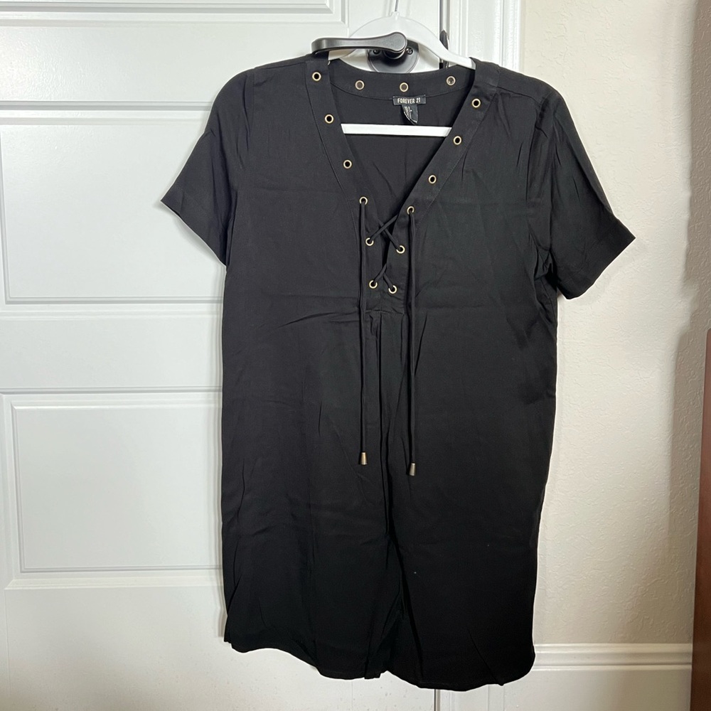 F21 Black Lace Up Dress